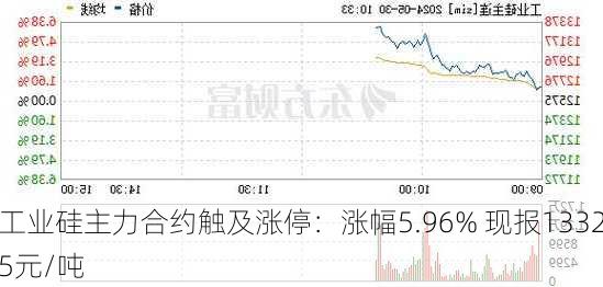 工业硅主力合约触及涨停：涨幅5.96% 现报13325元/吨