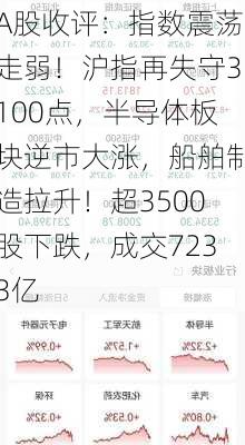 A股收评：指数震荡走弱！沪指再失守3100点，半导体板块逆市大涨，船舶制造拉升！超3500股下跌，成交7233亿