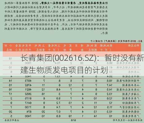 长青集团(002616.SZ)：暂时没有新建生物质发电项目的计划