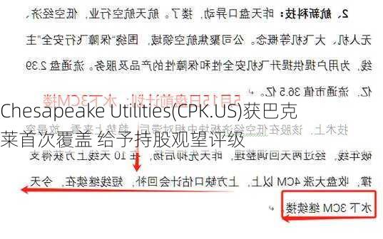 Chesapeake Utilities(CPK.US)获巴克莱首次覆盖 给予持股观望评级