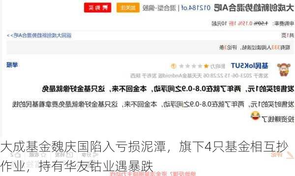 大成基金魏庆国陷入亏损泥潭，旗下4只基金相互抄作业，持有华友钴业遇暴跌