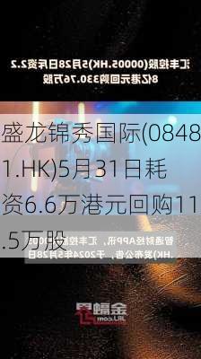 盛龙锦秀国际(08481.HK)5月31日耗资6.6万港元回购11.5万股