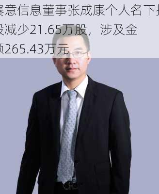 赛意信息董事张成康个人名下持股减少21.65万股，涉及金额265.43万元