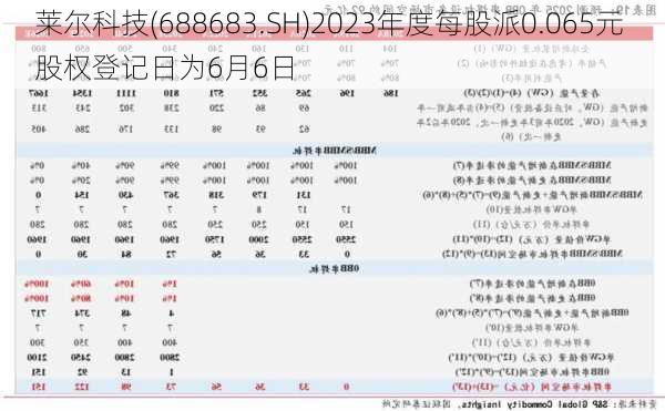 莱尔科技(688683.SH)2023年度每股派0.065元 股权登记日为6月6日