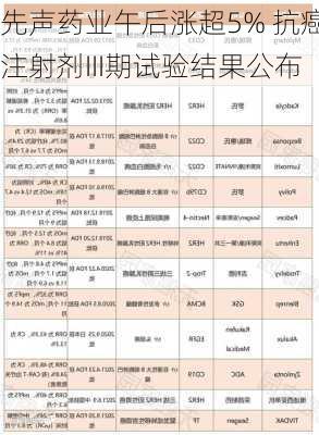 先声药业午后涨超5% 抗癌注射剂III期试验结果公布