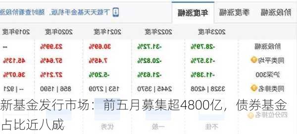 新基金发行市场：前五月募集超4800亿，债券基金占比近八成