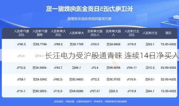 长江电力受沪股通青睐 连续14日净买入