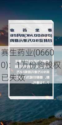 赛生药业(06600)：1万份购股权已失效