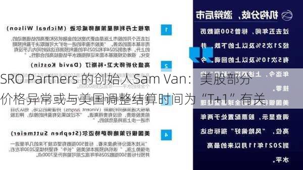 SRO Partners 的创始人Sam Van：美股部分价格异常或与美国调整结算时间为“T+1”有关