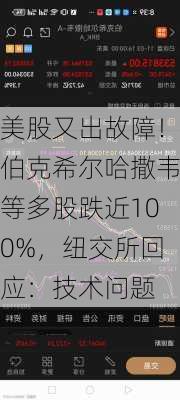 美股又出故障！伯克希尔哈撒韦等多股跌近100%，纽交所回应：技术问题