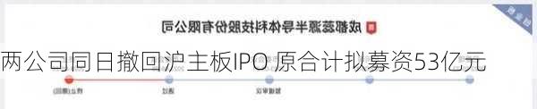 两公司同日撤回沪主板IPO 原合计拟募资53亿元