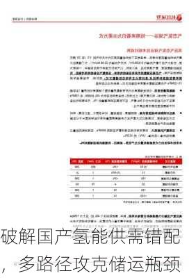 破解国产氢能供需错配，多路径攻克储运瓶颈