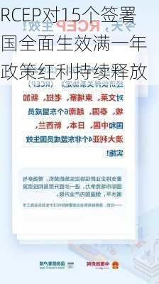 RCEP对15个签署国全面生效满一年  政策红利持续释放