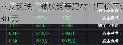 六安钢铁：螺纹钢等建材出厂价下调 30 元