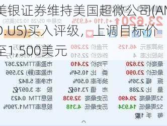 美银证券维持美国超微公司(AMD.US)买入评级，上调目标价至1,500美元