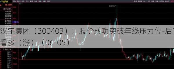 汉宇集团（300403）：股价成功突破年线压力位-后市看多（涨）（06-05）