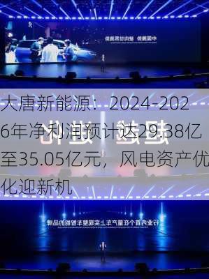 大唐新能源：2024-2026年净利润预计达29.38亿至35.05亿元，风电资产优化迎新机