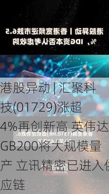 港股异动 | 汇聚科技(01729)涨超4%再创新高 英伟达GB200将大规模量产 立讯精密已进入供应链