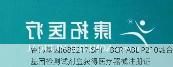 睿昂基因(688217.SH)：BCR-ABL P210融合基因检测试剂盒获得医疗器械注册证