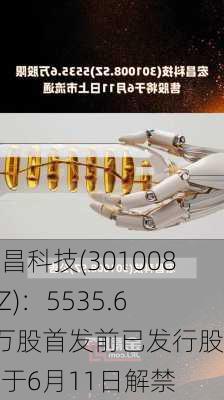 宏昌科技(301008.SZ)：5535.60万股首发前已发行股份将于6月11日解禁