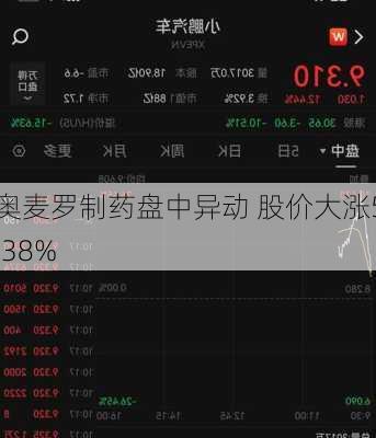 奥麦罗制药盘中异动 股价大涨5.38%