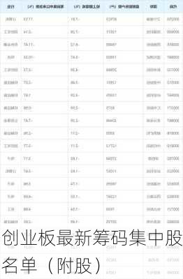 创业板最新筹码集中股名单（附股）