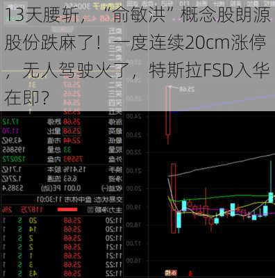 13天腰斩，“俞敏洪”概念股朗源股份跌麻了！一度连续20cm涨停，无人驾驶火了，特斯拉FSD入华在即？