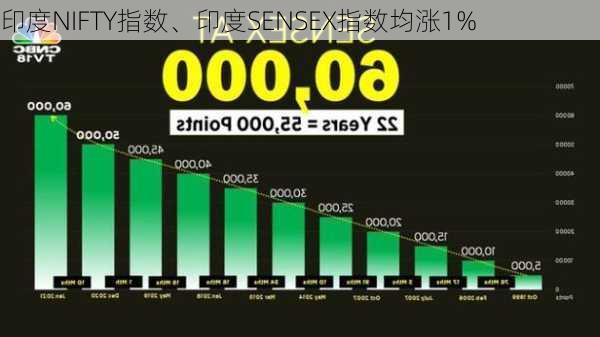 印度NIFTY指数、印度SENSEX指数均涨1%