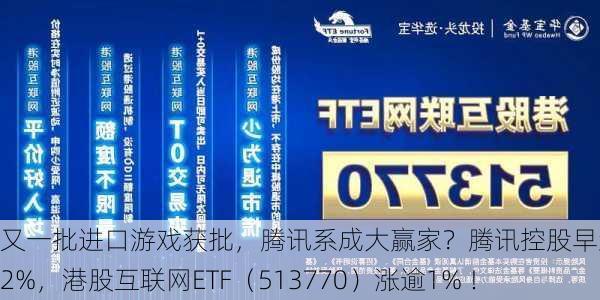 又一批进口游戏获批，腾讯系成大赢家？腾讯控股早盘涨逾2%，港股互联网ETF（513770）涨逾1% ！