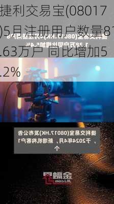 捷利交易宝(08017)5月注册用户数量81.63万户 同比增加5.2%