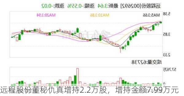 远程股份董秘仇真增持2.2万股，增持金额7.99万元