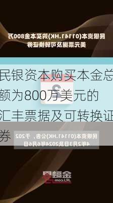 民银资本购买本金总额为800万美元的汇丰票据及可转换证券