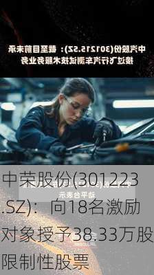 中荣股份(301223.SZ)：向18名激励对象授予38.33万股限制性股票