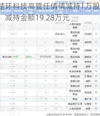 楚环科技高管任倩倩减持1万股，减持金额19.28万元