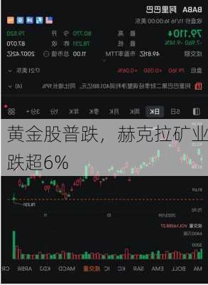 黄金股普跌，赫克拉矿业跌超6%