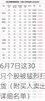 6月7日这30只个股被猛烈扫货（附买入卖出详细名单）