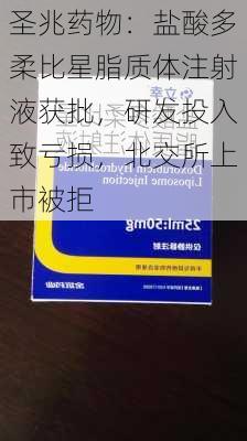 圣兆药物：盐酸多柔比星脂质体注射液获批，研发投入致亏损，北交所上市被拒