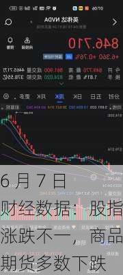 6 月 7 日财经数据：股指涨跌不一，商品期货多数下跌