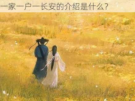 一家一户一长安的介绍是什么？