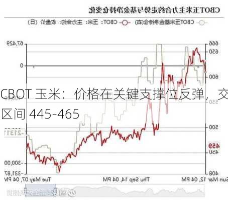 CBOT 玉米：价格在关键支撑位反弹，交易区间 445-465