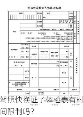 驾照快换证了体检表有时间限制吗？