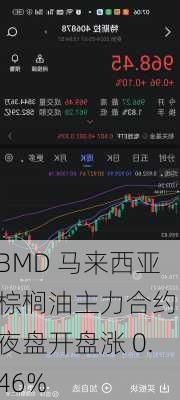 BMD 马来西亚棕榈油主力合约：夜盘开盘涨 0.46%