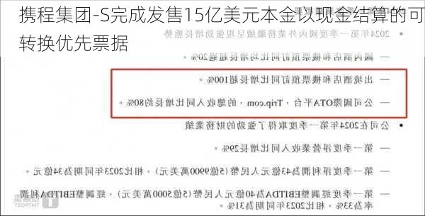 携程集团-S完成发售15亿美元本金以现金结算的可转换优先票据