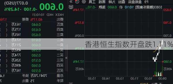 香港恒生指数开盘跌1.11%