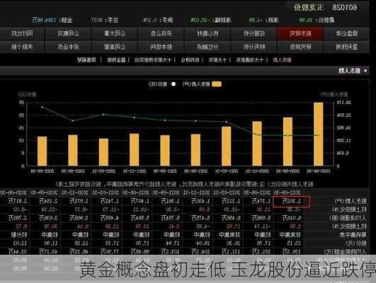 黄金概念盘初走低 玉龙股份逼近跌停