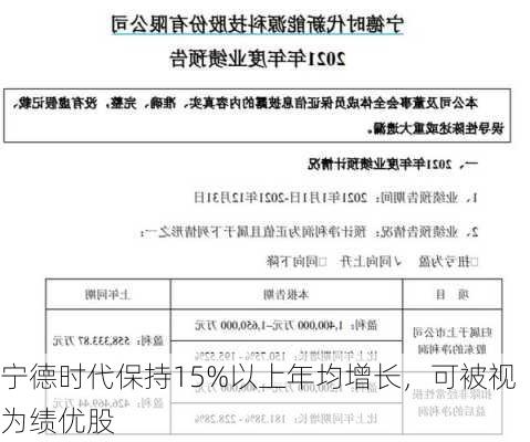 宁德时代保持15%以上年均增长，可被视为绩优股