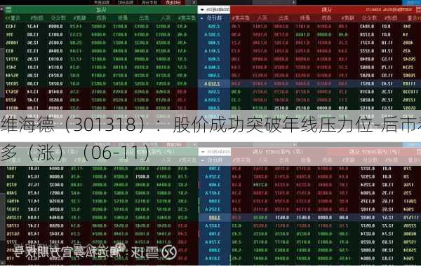 维海德（301318）：股价成功突破年线压力位-后市看多（涨）（06-11）