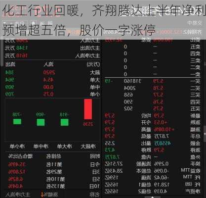 化工行业回暖，齐翔腾达上半年净利预增超五倍，股价一字涨停