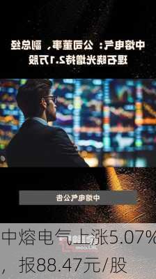 中熔电气上涨5.07%，报88.47元/股