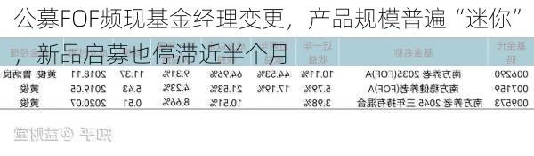 公募FOF频现基金经理变更，产品规模普遍“迷你”，新品启募也停滞近半个月